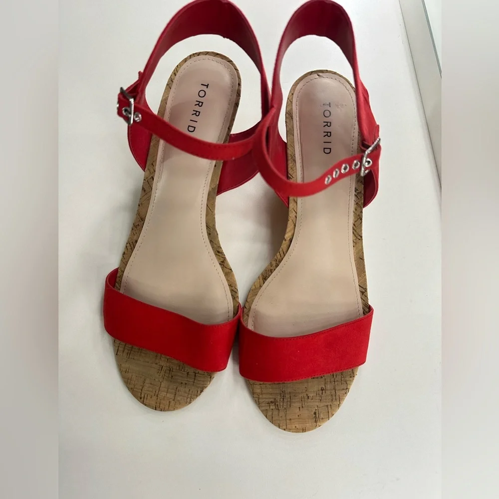 Torrid Red Wedge Shoes with Cork-Style Heel